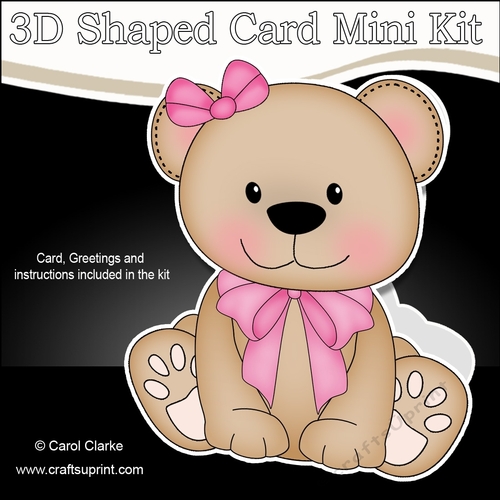 3D Shaped Card  Kit - Cute Little Livvy Bear