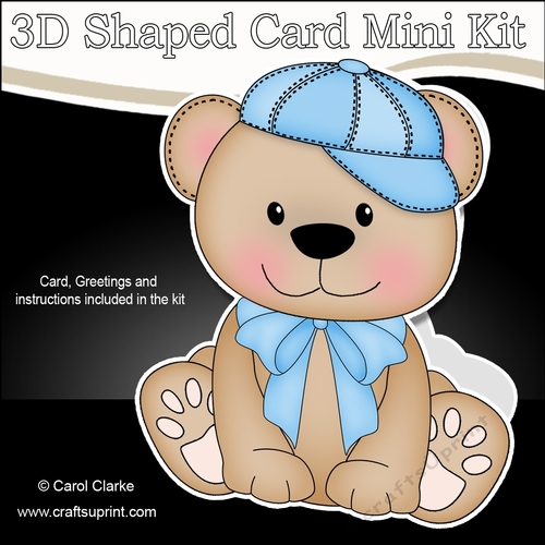 3D Shaped Card  Kit - Cute Little Austin Bear
