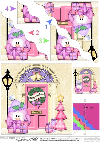 Cute Penguin is at the Door - Christmas Wavy Corner Side Stacker