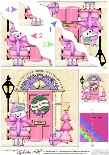 Teddy Tess is at the Door - Christmas Wavy Corner Side Stacker