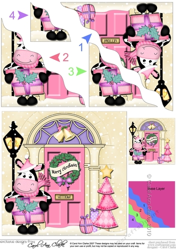 Millie Moo Cow is at the Door - Christmas Wavy Corner Side Stacker