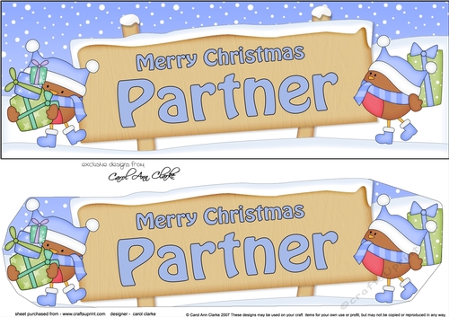 large DL Merry Christmas PARTNER Robins 3D decoupage