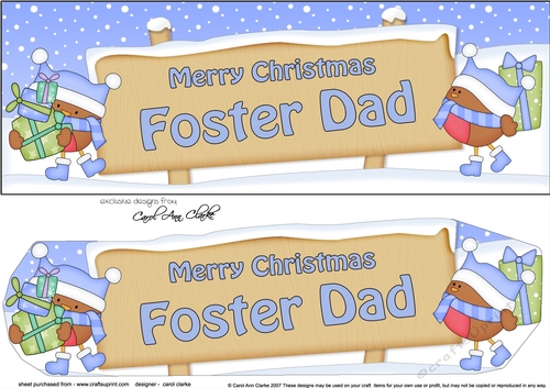 large DL Merry Christmas FOSTER DAD with Robins 3D decoupage