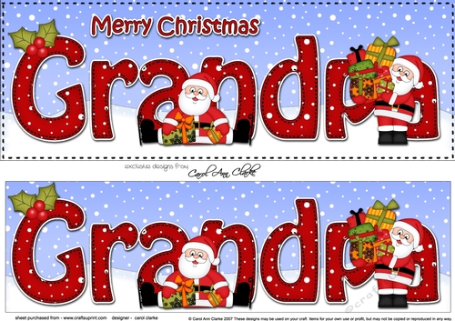 Large DL Merry Christmas GRANDPA with Santa 3D decoupage