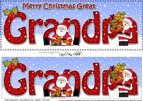 Large DL Merry Christmas GREAT GRANDPA with Santa 3D decoupage