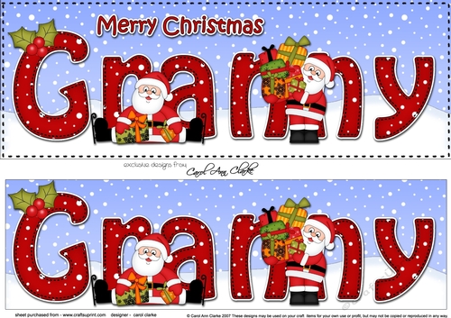 Large DL Merry Christmas GRANNY with Santa 3D decoupage