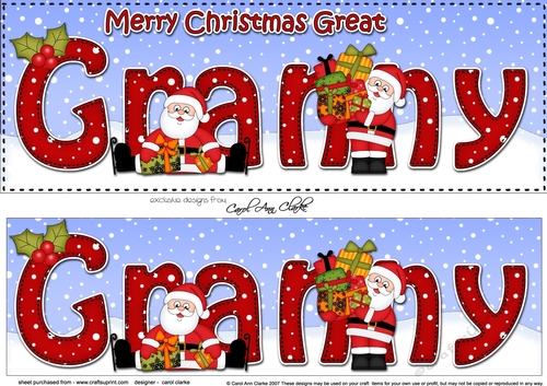 Large DL Merry Christmas GREAT GRANNY with Santa 3D decoupage