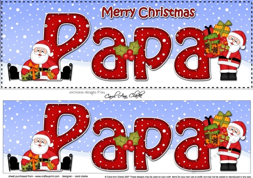 Large DL Merry Christmas PAPA with Santa 3D decoupage
