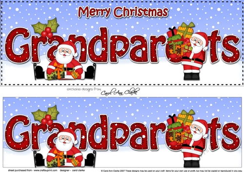 Large DL Merry Christmas GRANDPARENTS with Santa 3D decoupage