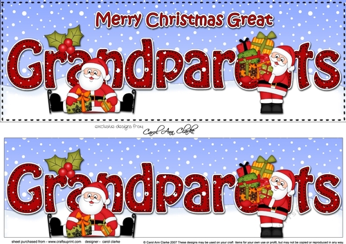 Large DL Merry Christmas GREAT GRANDPARENTS with Santa 3D decoupage