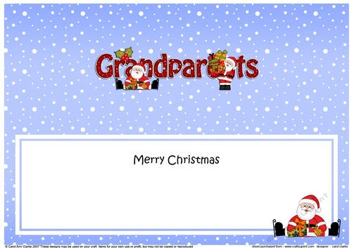 Large DL Merry Christmas GRANDPARENTS insert