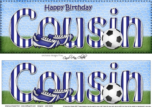 Large DL Happy Birthday COUSIN 3D decoupage