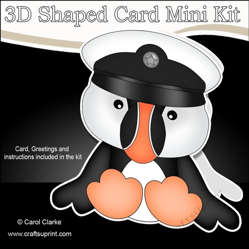 3D Shaped Card  Kit - Cute Little Puffin Pilchard 