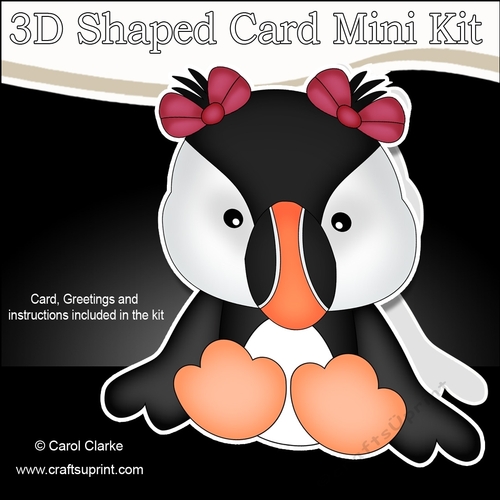3D Shaped Card  Kit - Cute Little Puffin Minnow