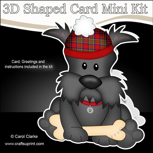 3D Shaped Card  Kit - Little Scottie Dog Hamish