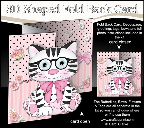 3D Shaped No-Hole Fold Back Mini Kit - Cute Little Cat Sammy