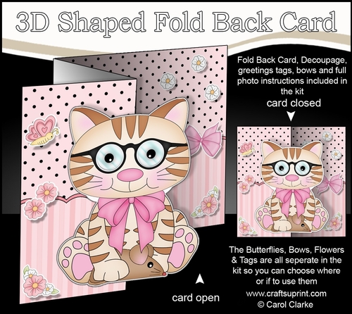 3D Shaped No-Hole Fold Back Mini Kit - Cute Little Cat Sydney