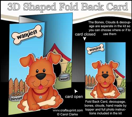 3D Shaped No-Hole Fold Back Mini Kit - Little Dog Rusty