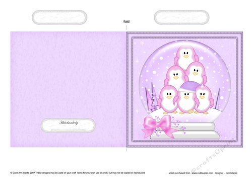 Christmas Snowglobe Quick Cut & Fold Card - Cute Penguins