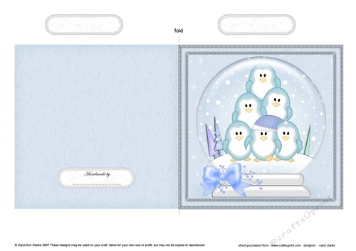 Christmas Snowglobe Quick Cut & Fold Card - Cute Penguins