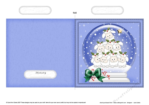 Christmas Snowglobe Quick Cut & Fold Card - Cute Little Lambs