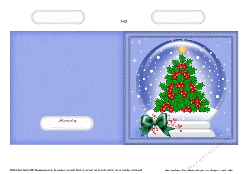 Christmas Snowglobe Quick Cut & Fold Card - Holly Tree