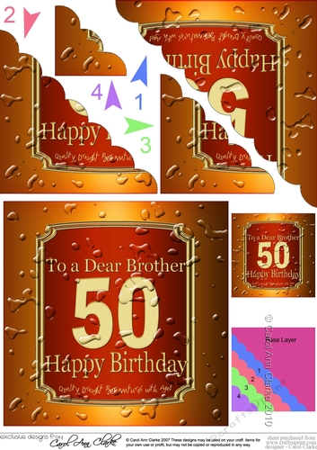 50th Birthday Brother Beer Label Scalloped Corner Stacker
