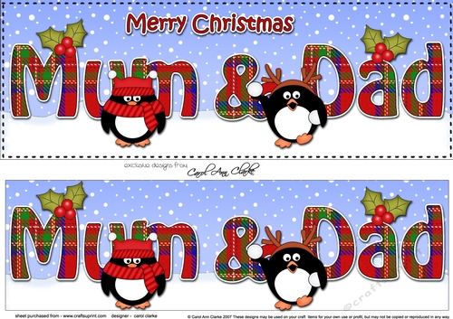 Large DL Merry Christmas MUM & DAD 3D decoupage 