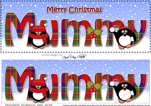 Large DL Merry Christmas MUMMY 3D decoupage 