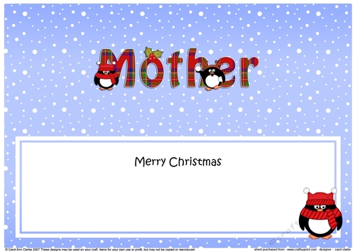 Large DL Merry Christmas MOTHER insert
