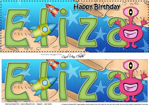 Large DL Happy Birthday ELIZA 3D decoupage