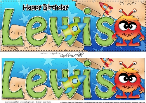 Large DL Happy Birthday LEWIS 3D decoupage