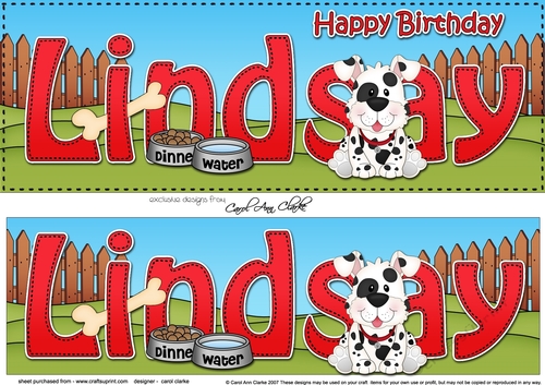 Large DL Happy Birthday LINDSAY 3D decoupage