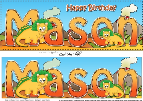 Large DL Happy Birthday MASON 3D decoupage