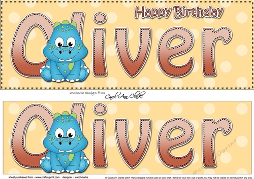 Large DL Happy Birthday OLIVER 3D decoupage