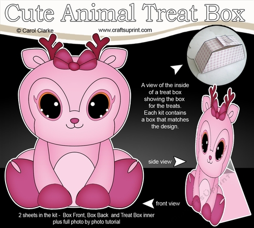3D Cute Animal Treat Box Gift Set Mini Kit -  Cute Little Rosie Reindeer