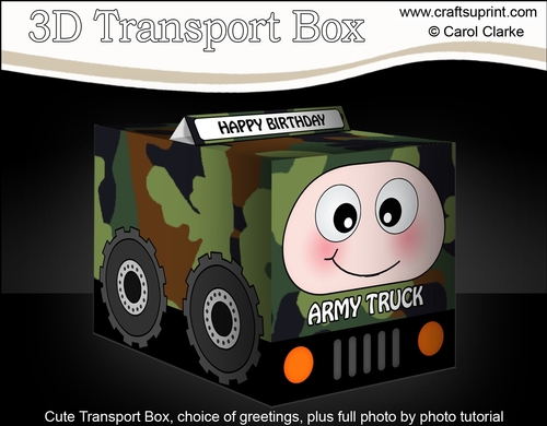 3D Cute Transport Treat Box Gift Set Mini Kit - Army Truck
