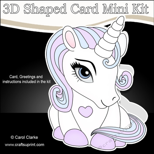 3D Shaped Card Mini Kit - Cute Little Baby Unicorn Magic