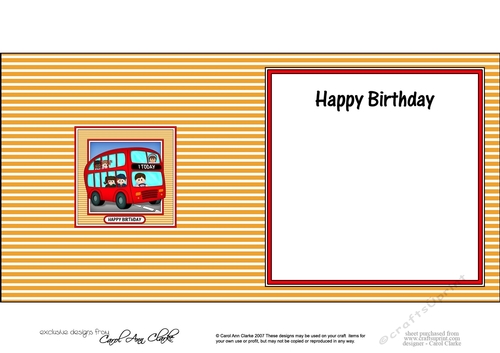 BIRTHDAY AGE BUS - 1 TODAY square landscape insert