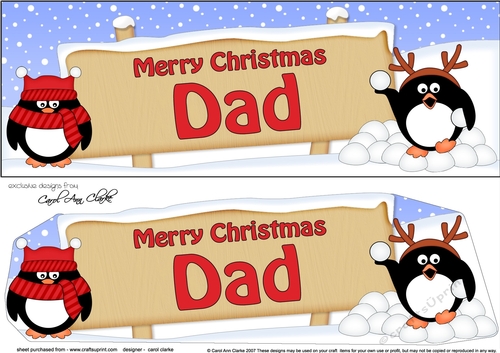 Large DL Merry Christmas DAD with Penguins 3D decoupage