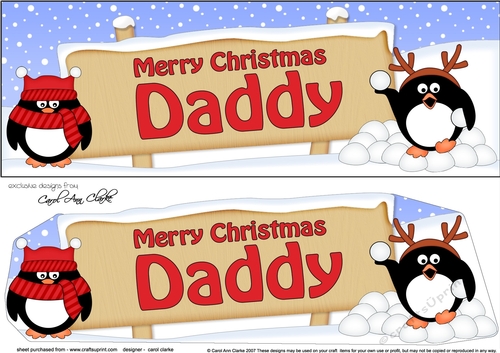 Large DL Merry Christmas DADDY with Penguins 3D decoupage