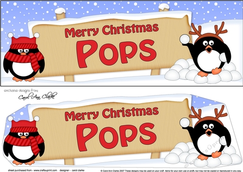 Large DL Merry Christmas POPS with Penguins 3D decoupage