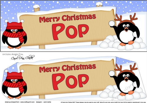 Large DL Merry Christmas POP with Penguins 3D decoupage
