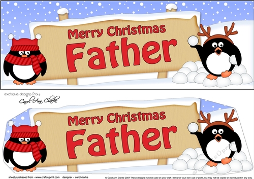 Large DL Merry Christmas FATHER with Penguins 3D decoupage