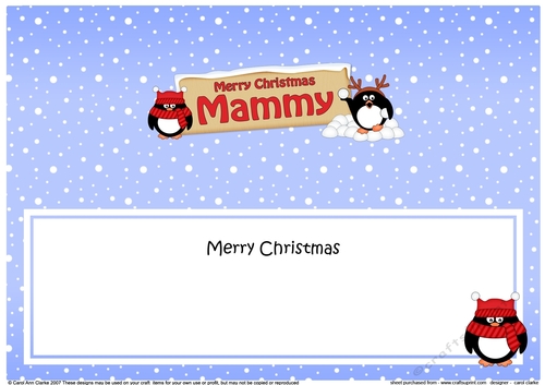 Large DL Merry Christmas MAMMY with Penguins insert