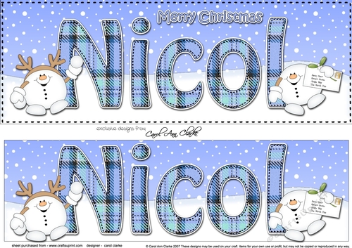 Large DL Merry Christmas NICOL 3D decoupage 