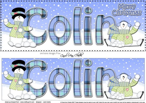 Large DL Merry Christmas COLIN 3D decoupage 