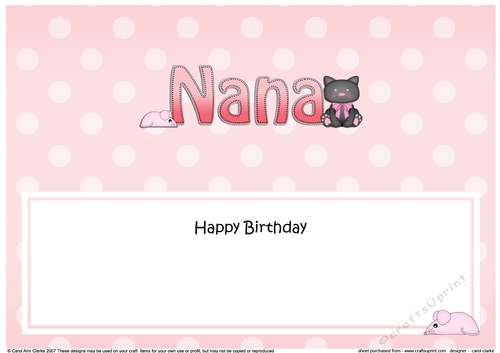 Large DL Happy Birthday NANA insert
