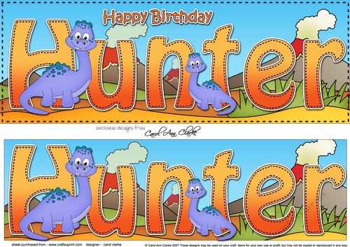 Large DL Happy Birthday HUNTER 3D decoupage
