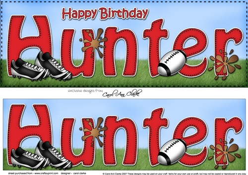 Large DL Happy Birthday HUNTER 3D decoupage